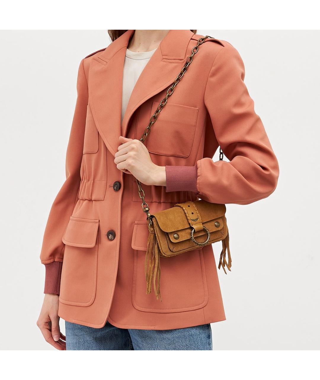 ZADIG & VOLTAIRE Коричневая замшевая сумка через плечо, фото 5