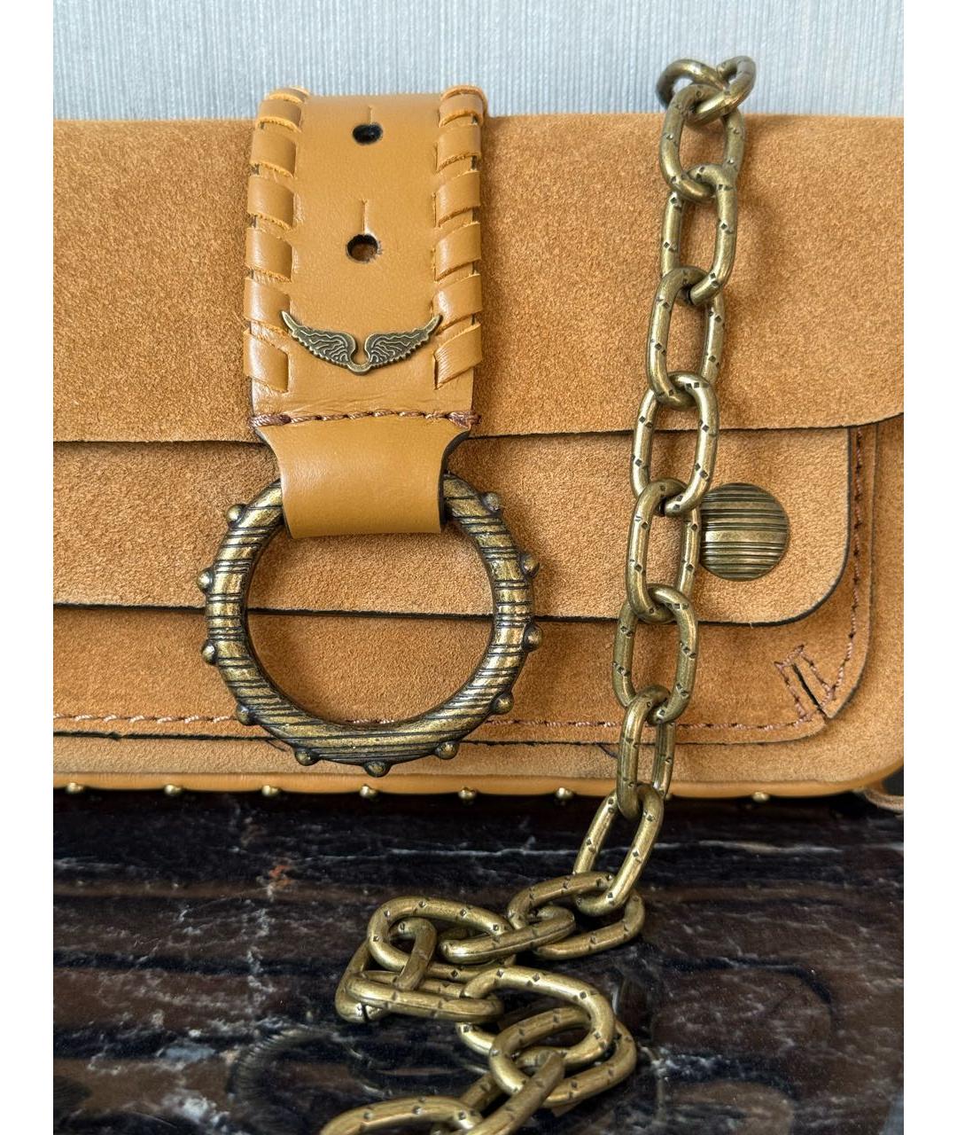 ZADIG & VOLTAIRE Коричневая замшевая сумка через плечо, фото 6