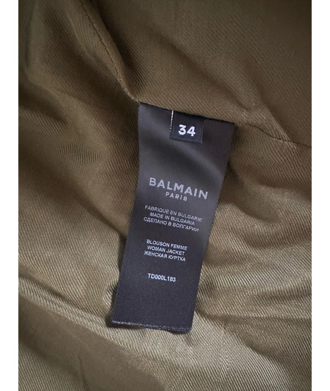 BALMAIN Хаки кожаная куртка, фото 4