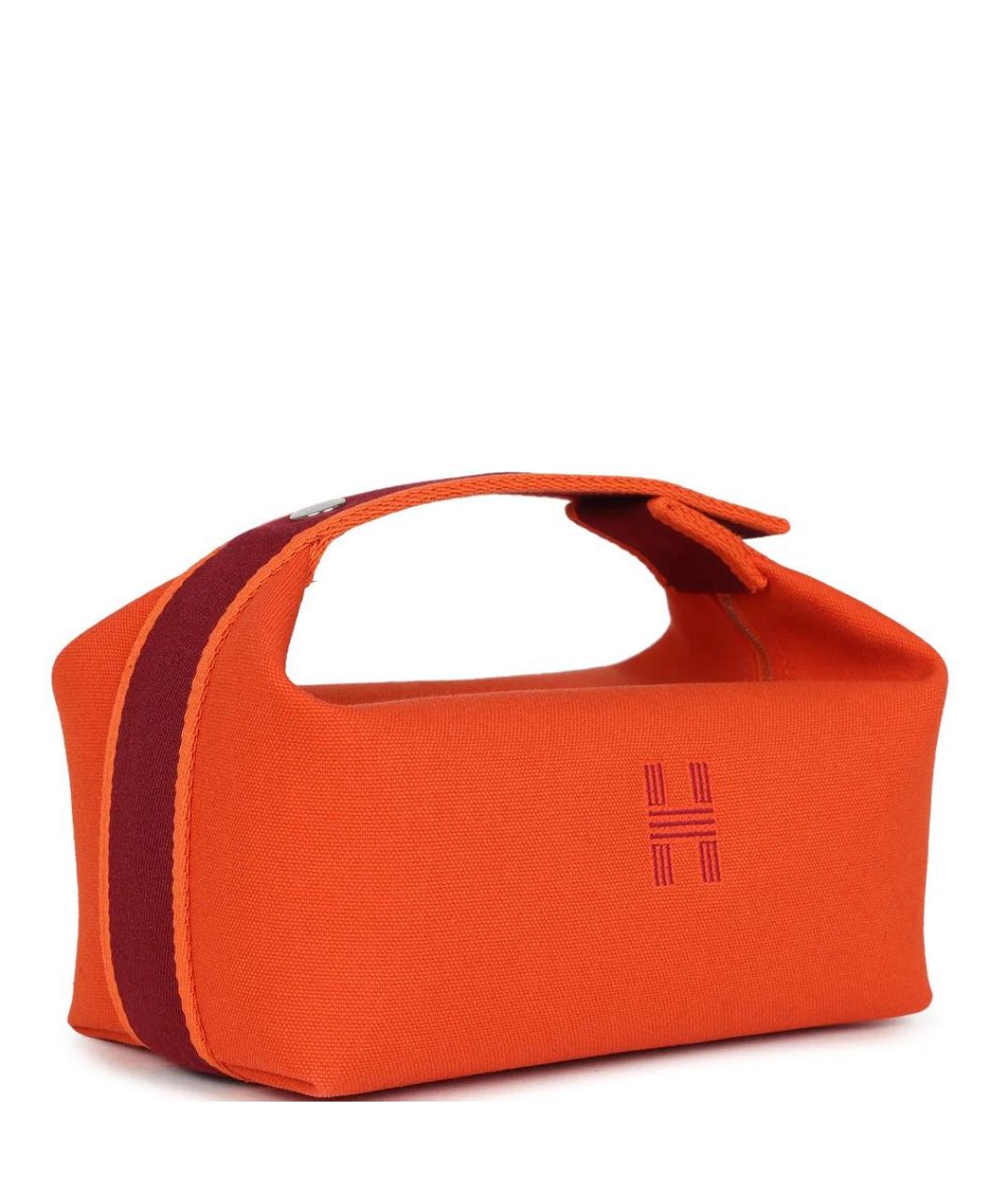 HERMES Оранжевая хлопковая косметичка, фото 5