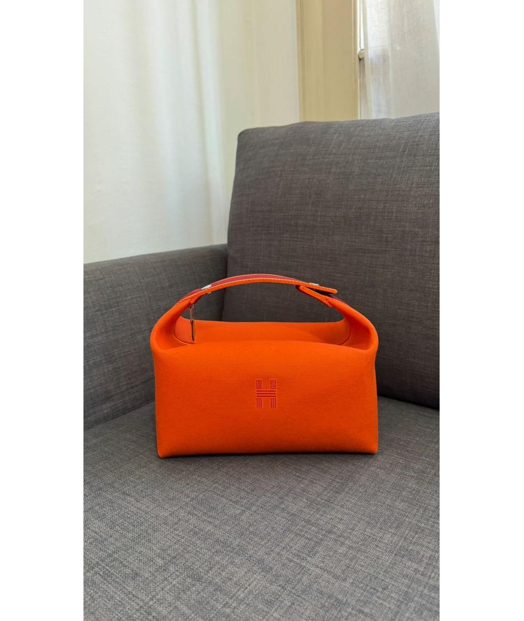 HERMES Оранжевая хлопковая косметичка, фото 2