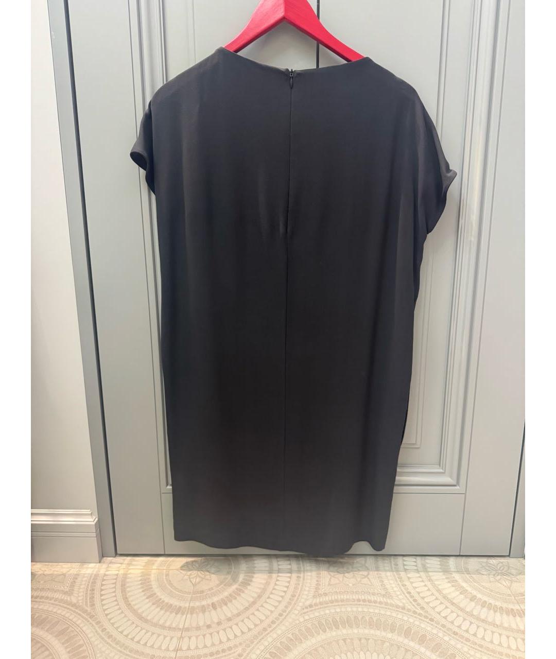 BRUNELLO CUCINELLI Антрацитовое шелковое коктейльное платье, фото 2