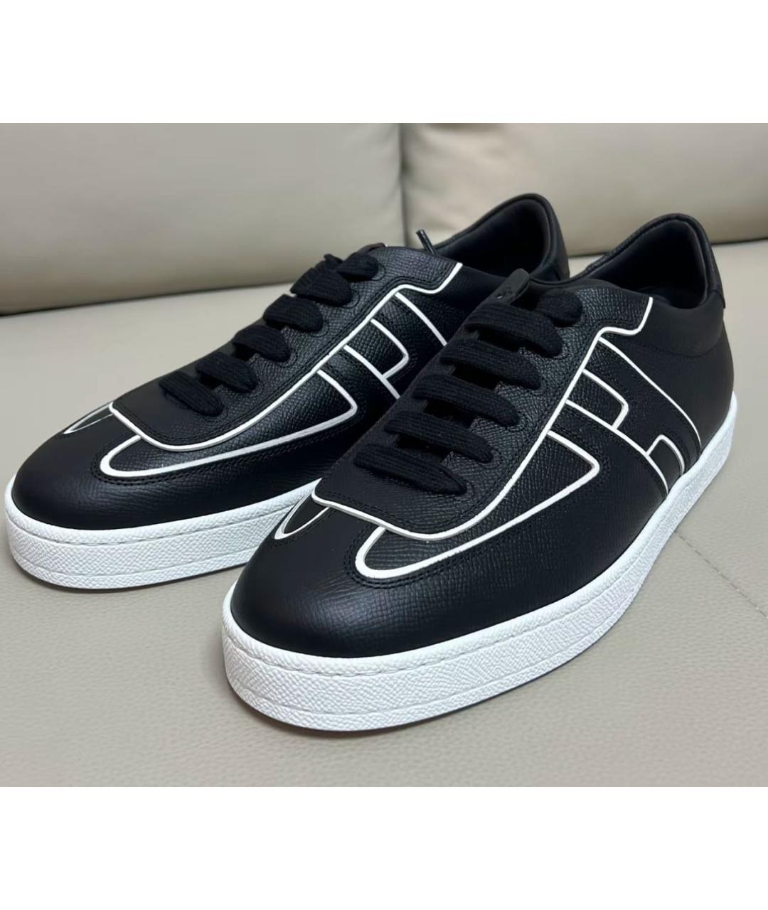 HERMES Черные кожаные низкие кроссовки / кеды, фото 6
