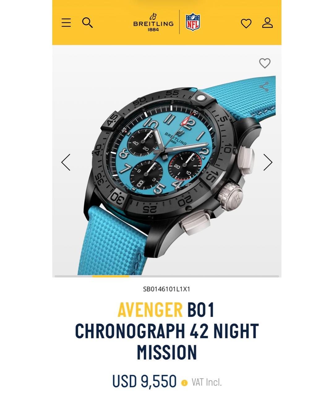 BREITLING Голубые часы, фото 2