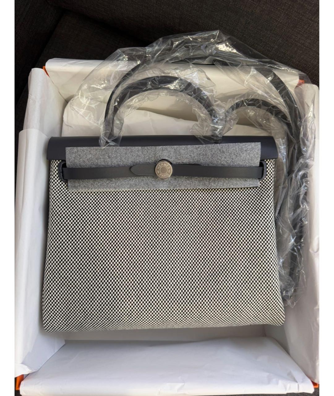 HERMES Антрацитовая кожаная сумка тоут, фото 3