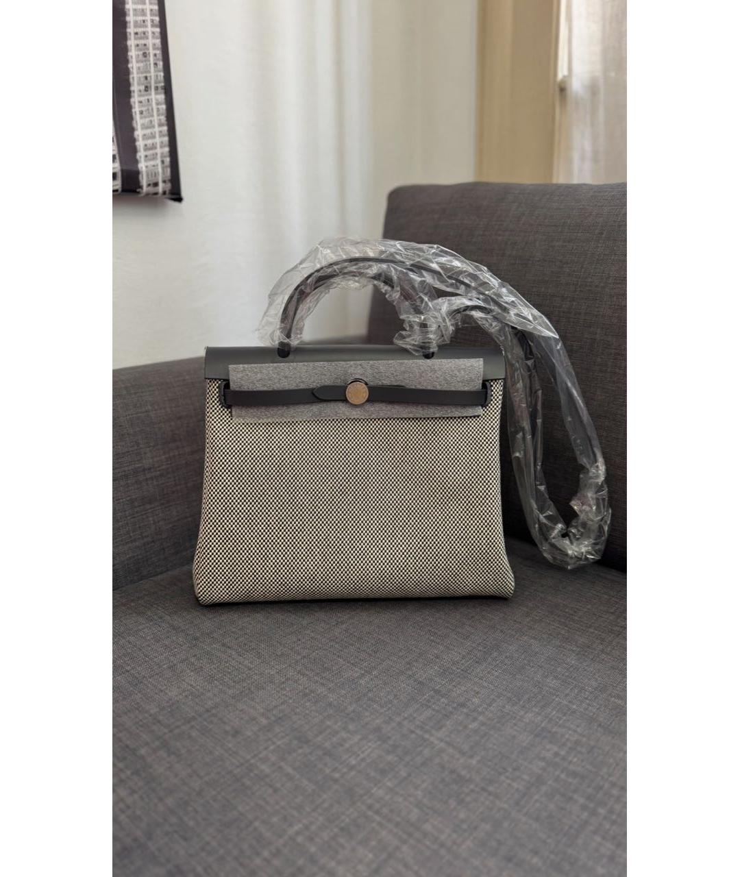 HERMES Антрацитовая кожаная сумка тоут, фото 2