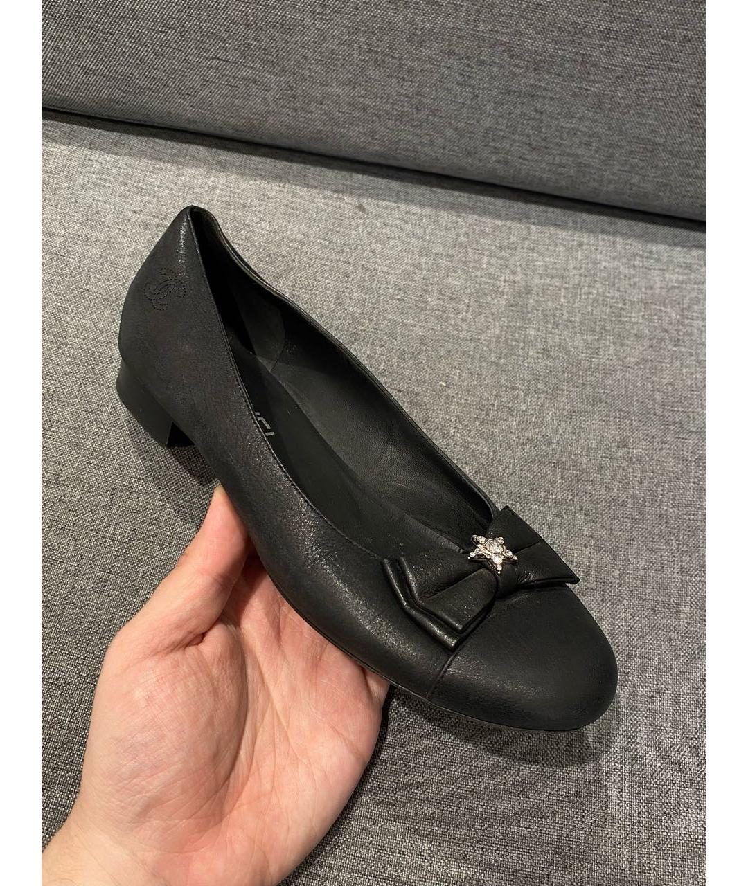 CHANEL Черные кожаные балетки, фото 9