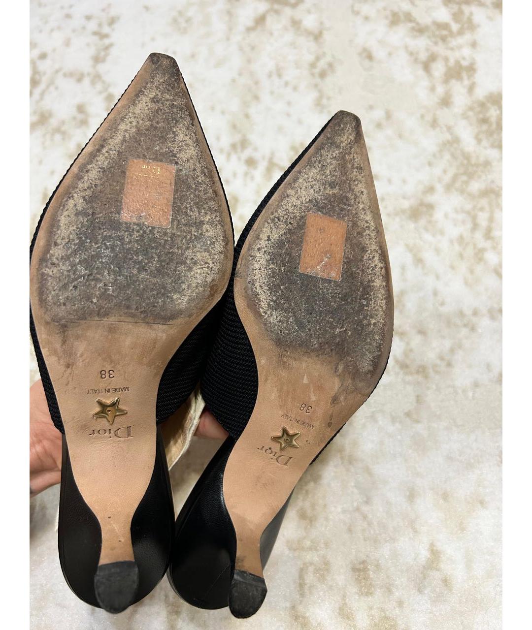 CHRISTIAN DIOR Черные текстильные лодочки на низком каблуке, фото 6
