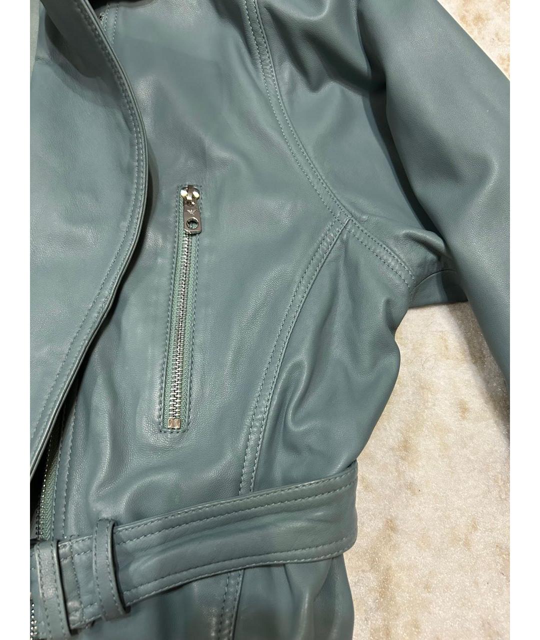 EMPORIO ARMANI Голубая кожаная куртка, фото 7