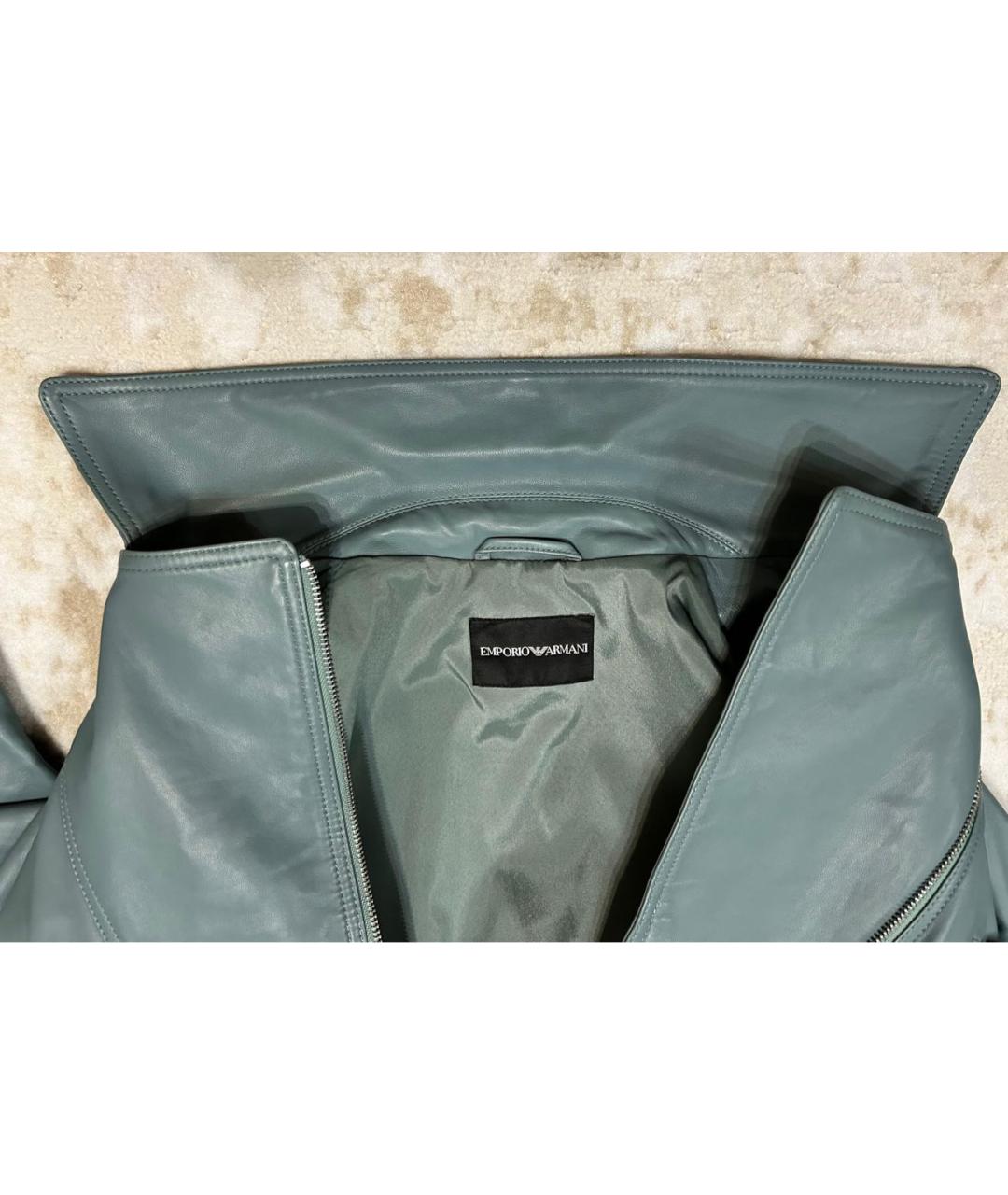 EMPORIO ARMANI Голубая кожаная куртка, фото 5