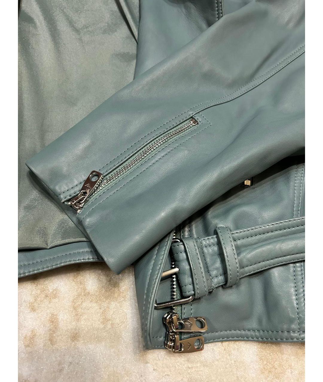 EMPORIO ARMANI Голубая кожаная куртка, фото 8