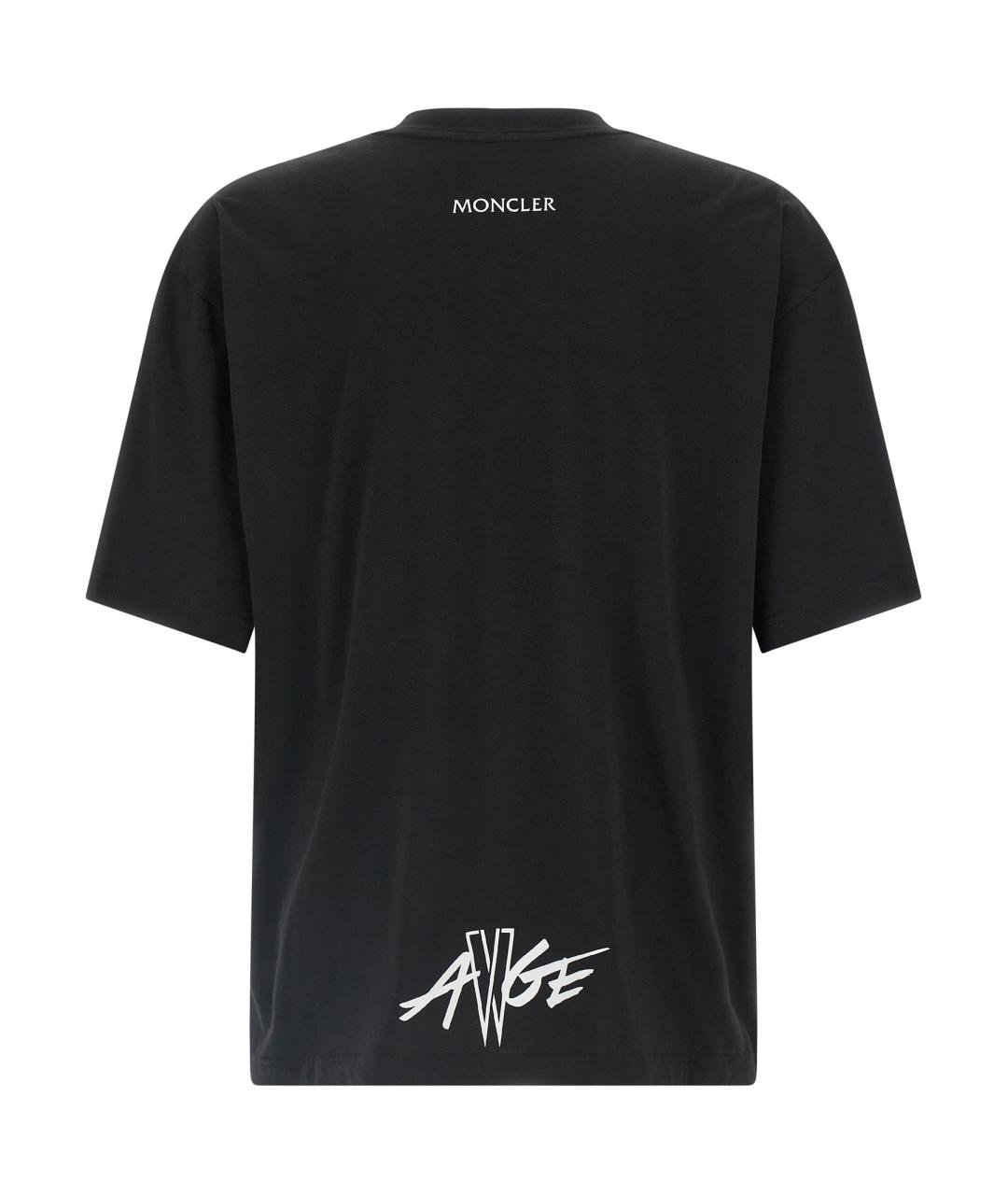 MONCLER Черная хлопковая футболка, фото 2