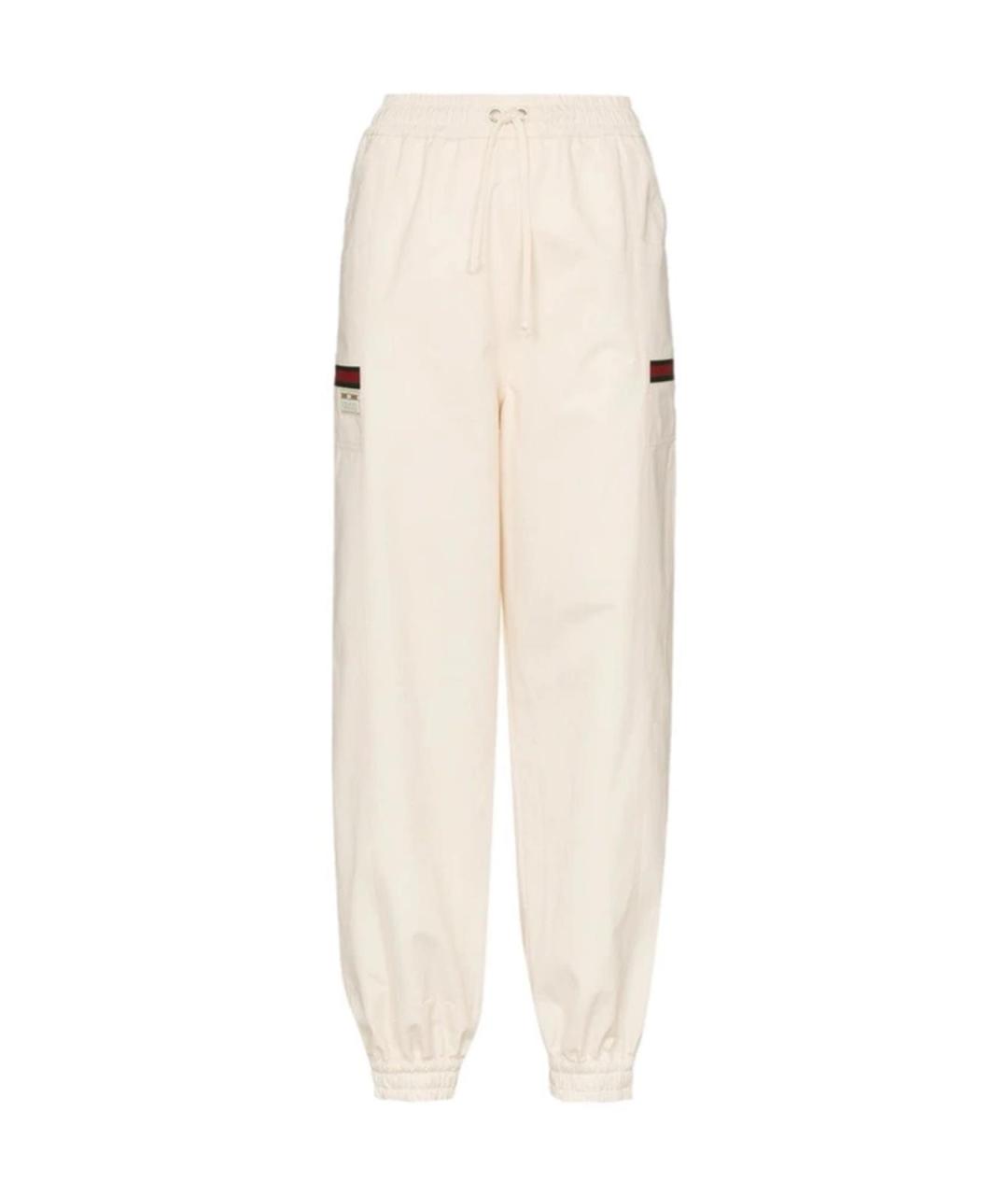 GUCCI Белые хлопковые прямые брюки, фото 1