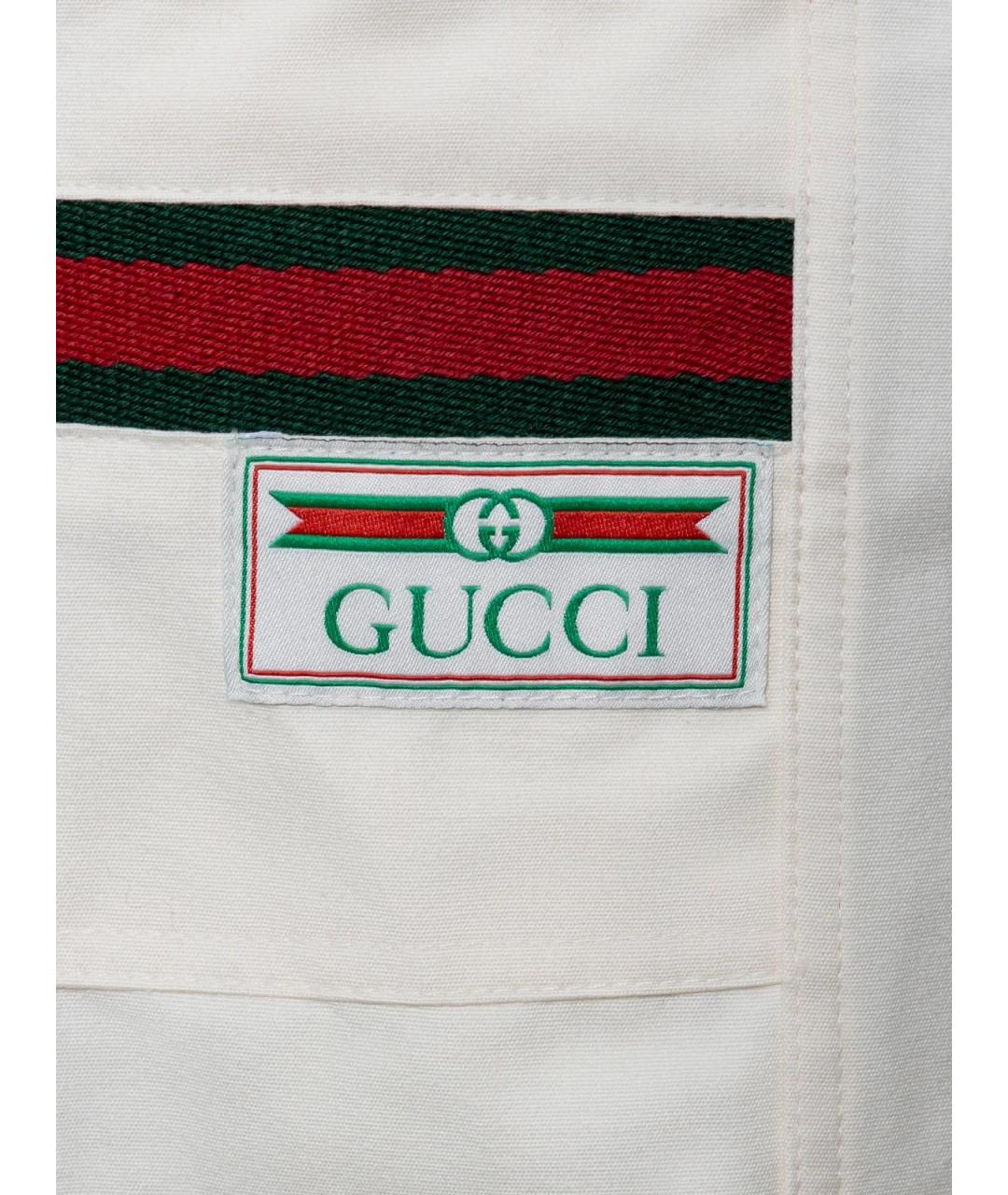 GUCCI Белые хлопковые прямые брюки, фото 4