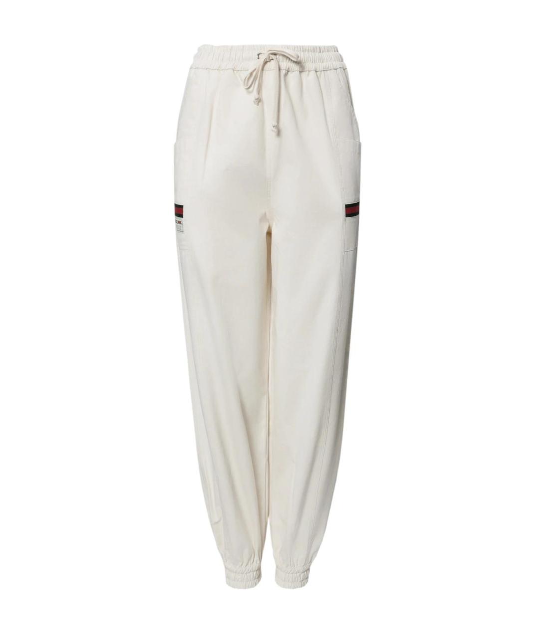 GUCCI Белые хлопковые прямые брюки, фото 2
