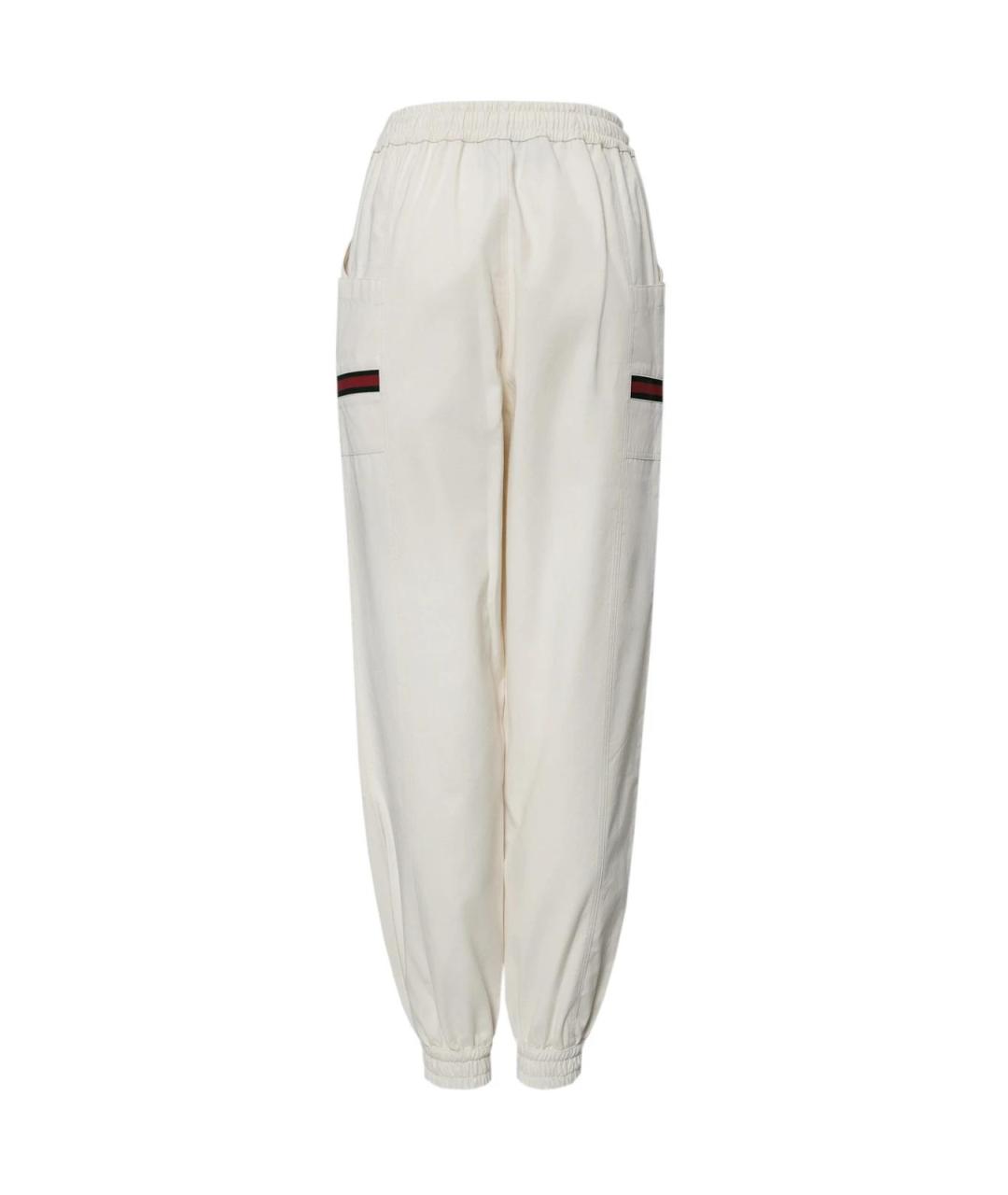 GUCCI Белые хлопковые прямые брюки, фото 3