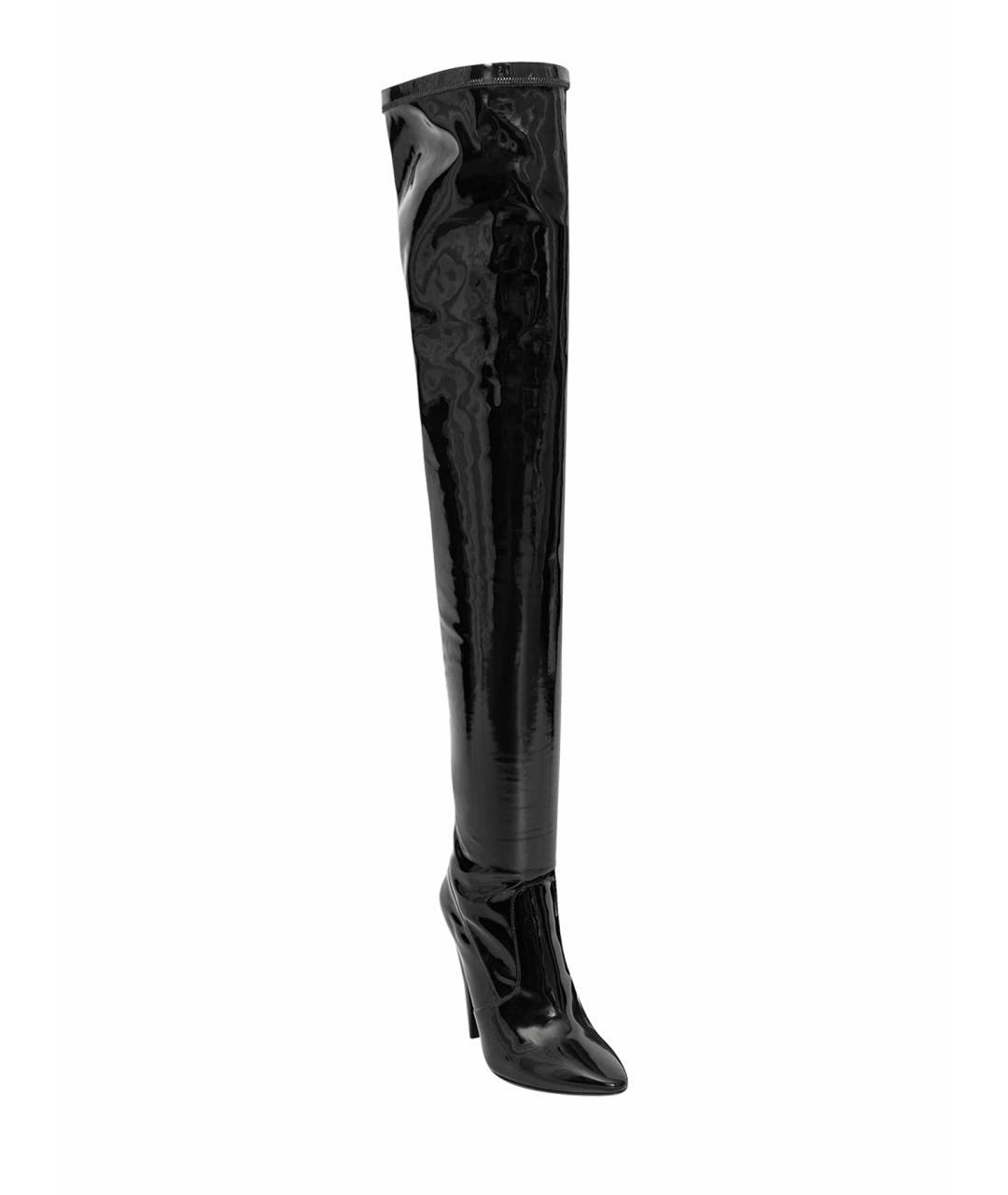 SAINT LAURENT Черные кожаные ботфорты, фото 1