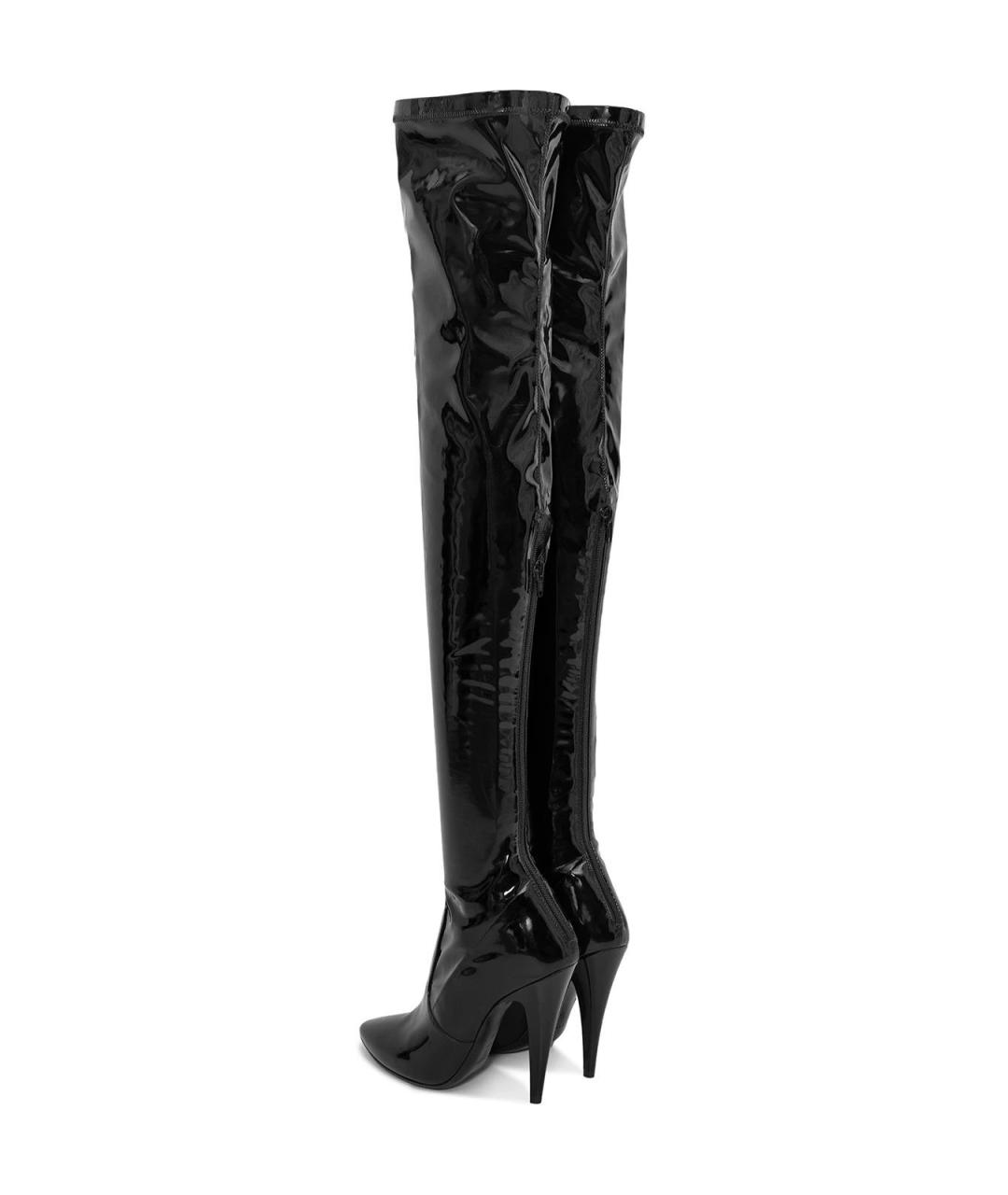 SAINT LAURENT Черные кожаные ботфорты, фото 3