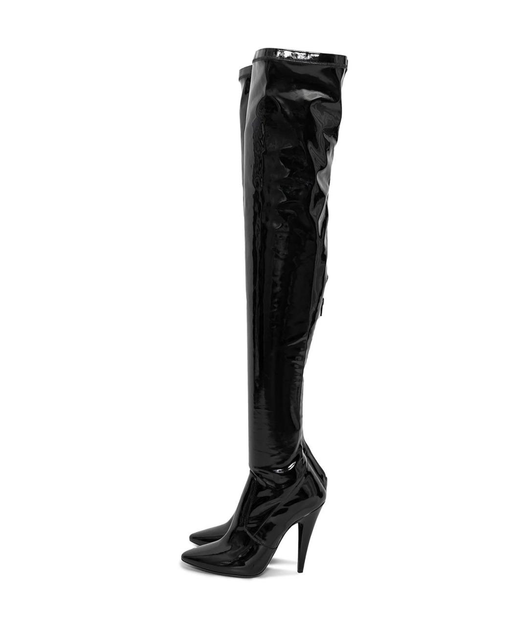 SAINT LAURENT Черные кожаные ботфорты, фото 2
