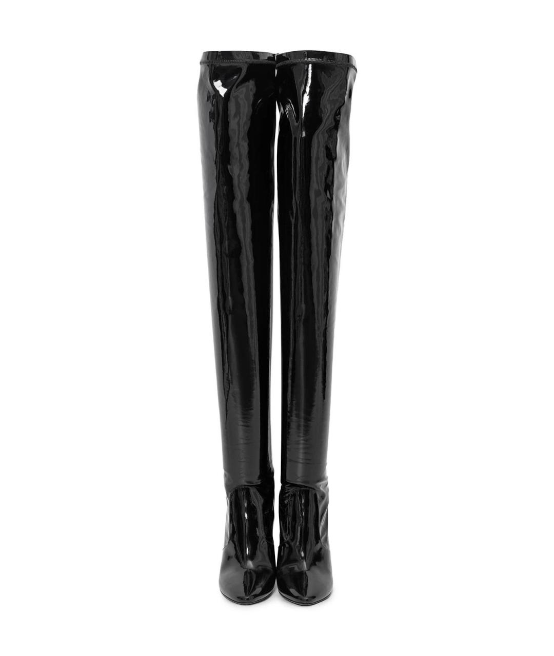 SAINT LAURENT Черные кожаные ботфорты, фото 4