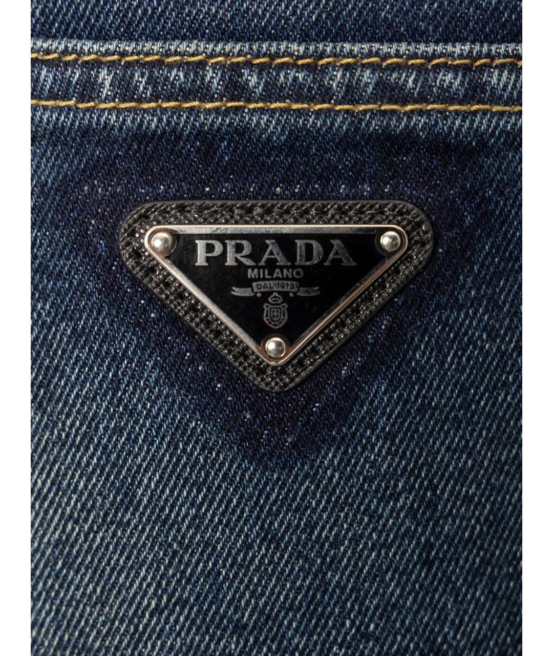PRADA Синие хлопковые прямые джинсы, фото 3