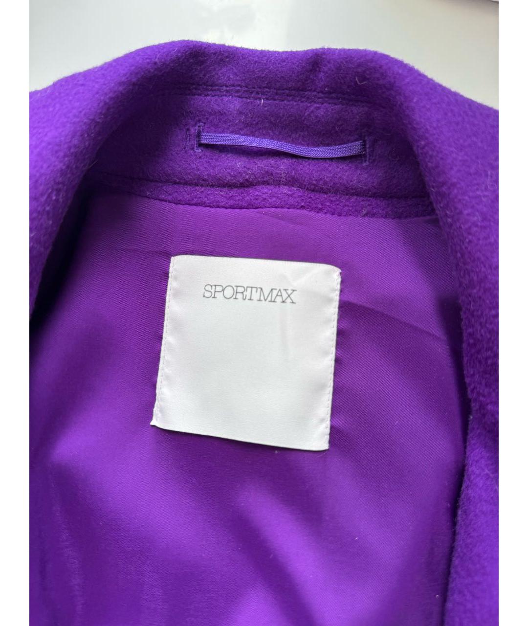 SPORTMAX Фиолетовое шерстяное пальто, фото 4