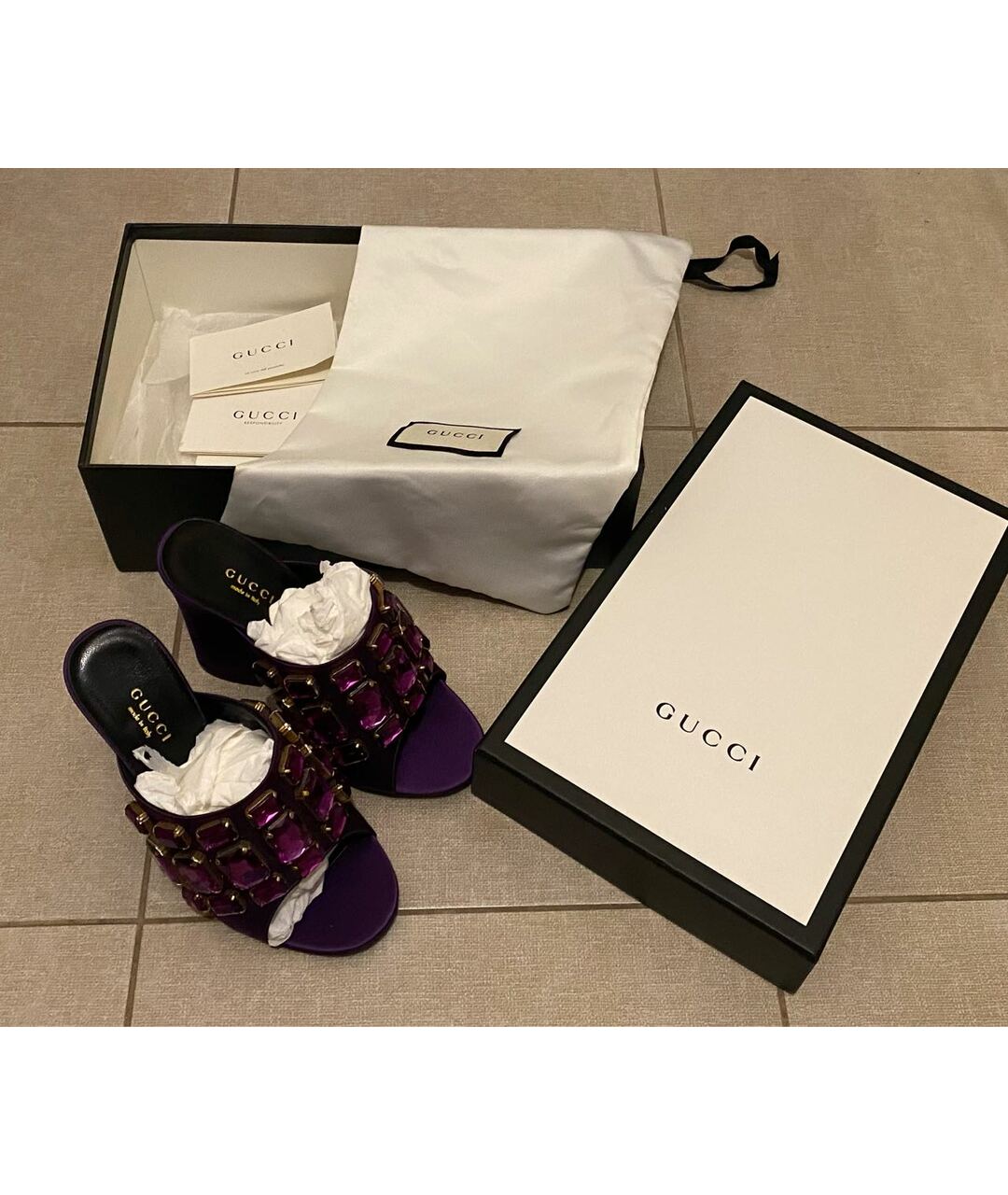 GUCCI Фиолетовые босоножки, фото 5