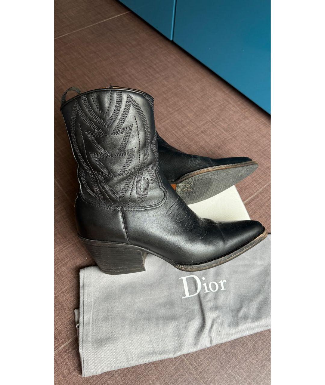 CHRISTIAN DIOR Коричневые кожаные ботильоны, фото 5