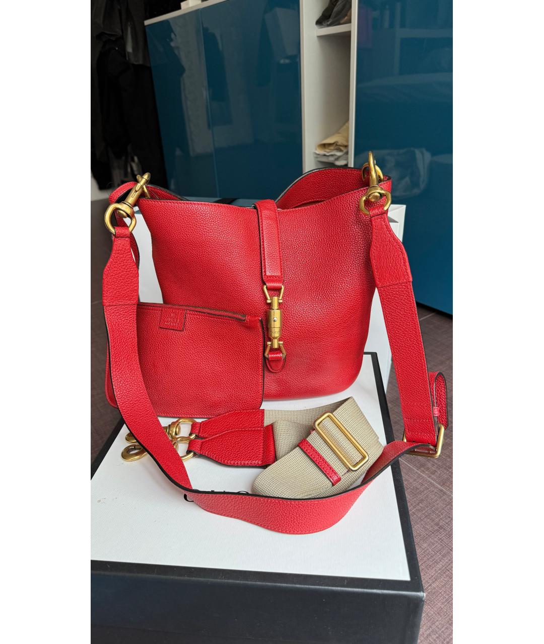 GUCCI Красная кожаная сумка через плечо, фото 2