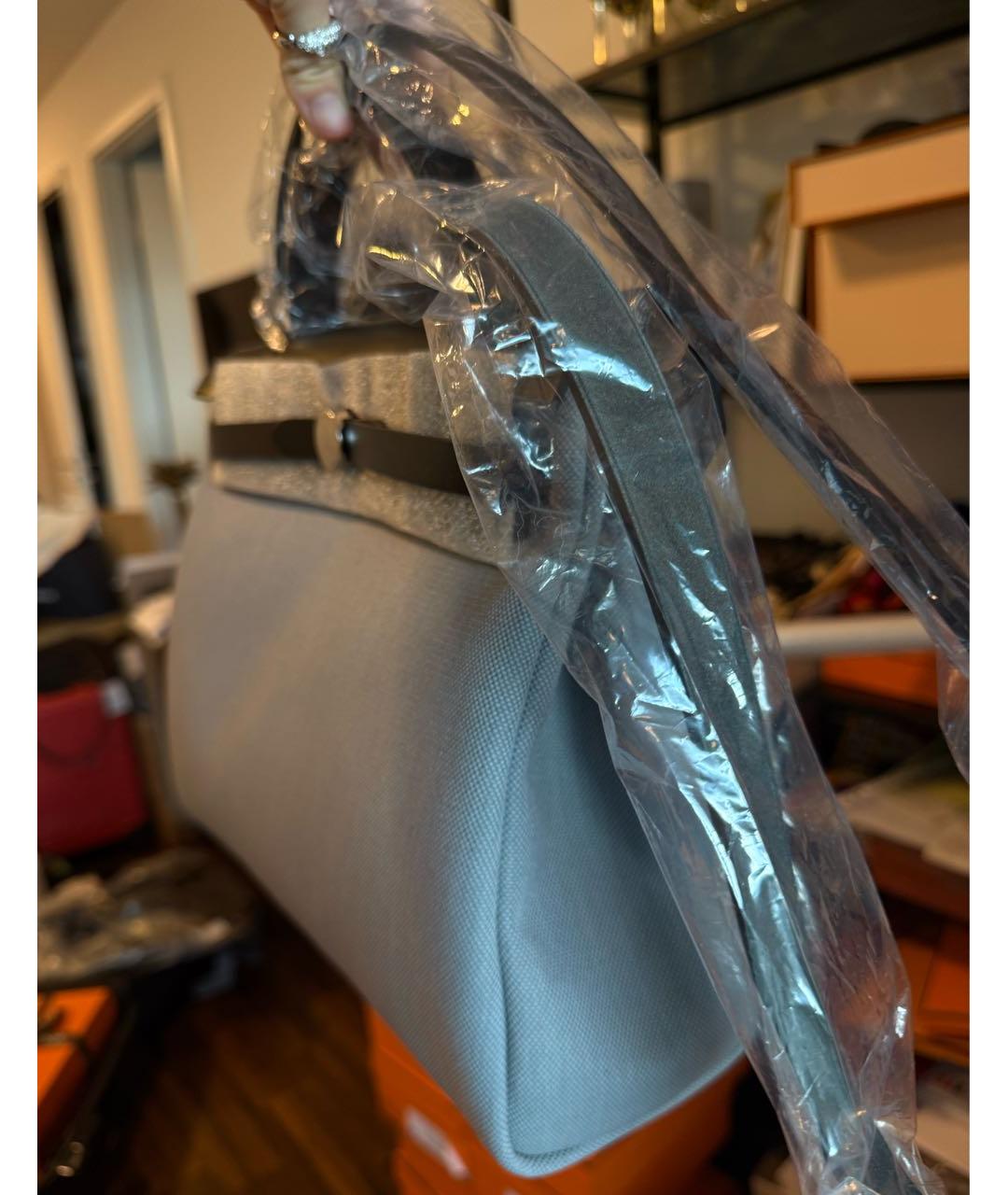 HERMES Серая тканевая сумка через плечо, фото 5