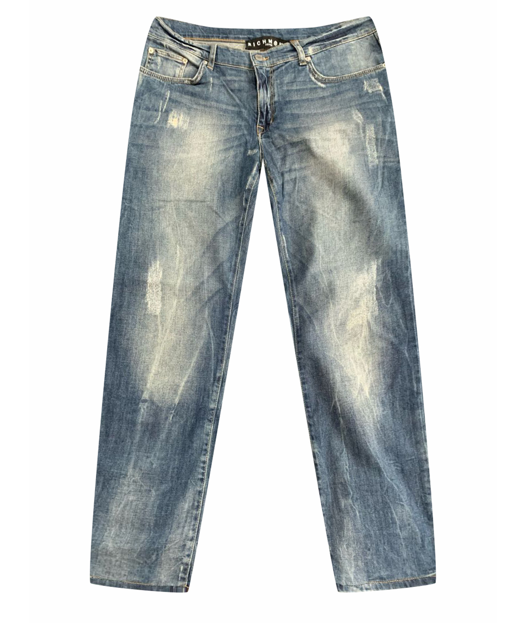 JOHN RICHMOND Голубые хлопковые прямые джинсы, фото 1