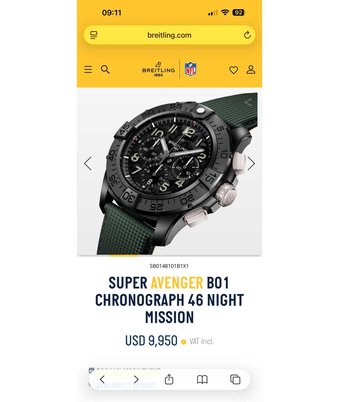 BREITLING Зеленые часы, фото 2