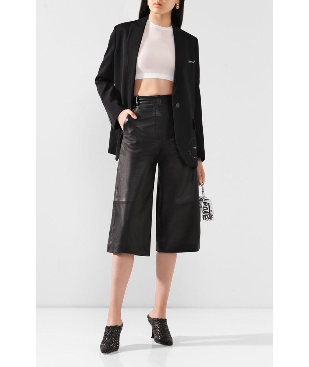 OFF-WHITE Черные кожаные шорты, фото 6