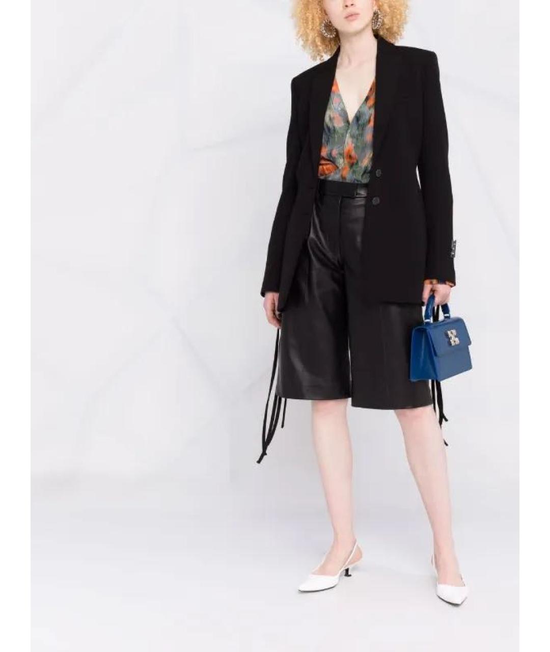 OFF-WHITE Черные кожаные шорты, фото 3