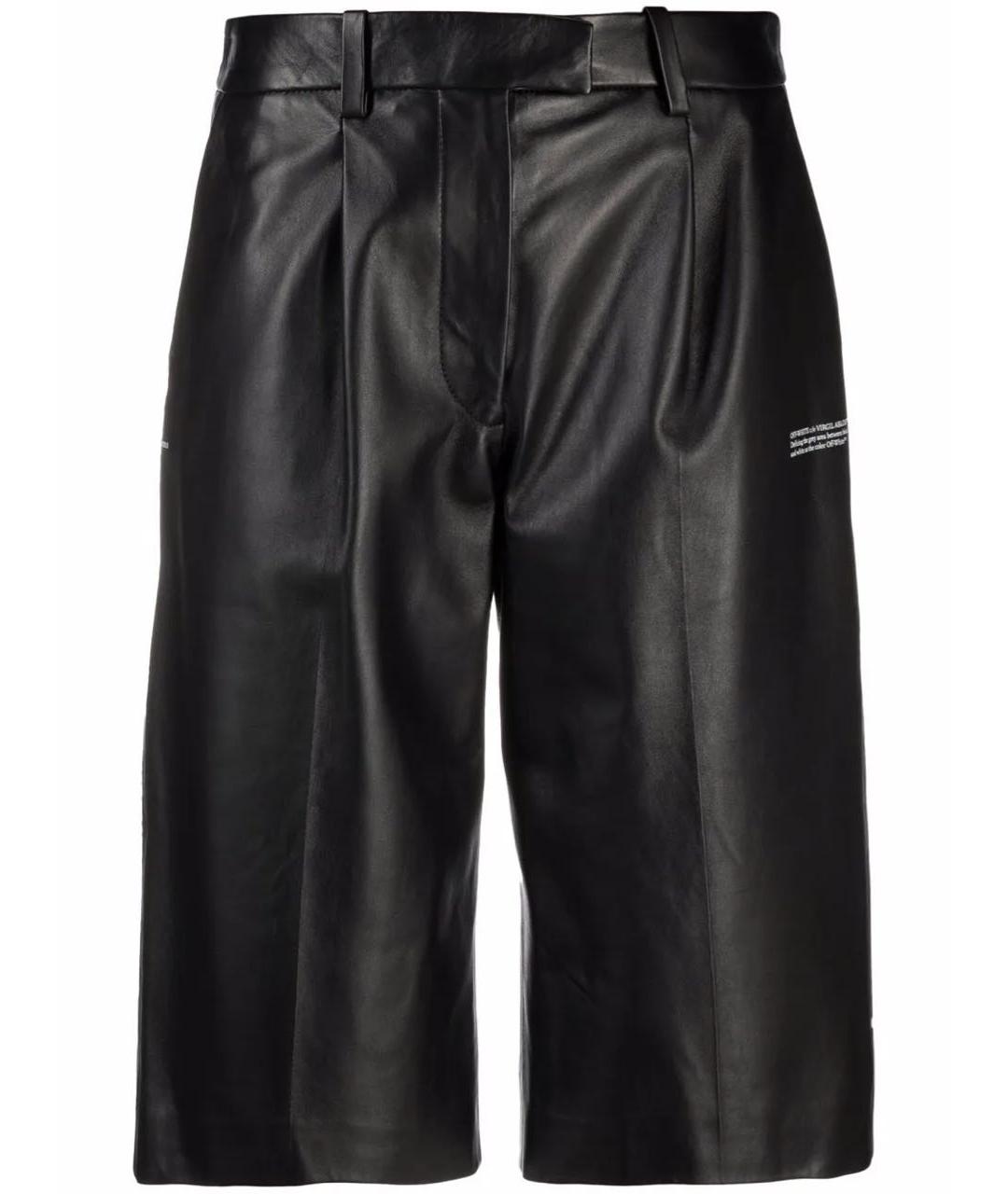 OFF-WHITE Черные кожаные шорты, фото 9