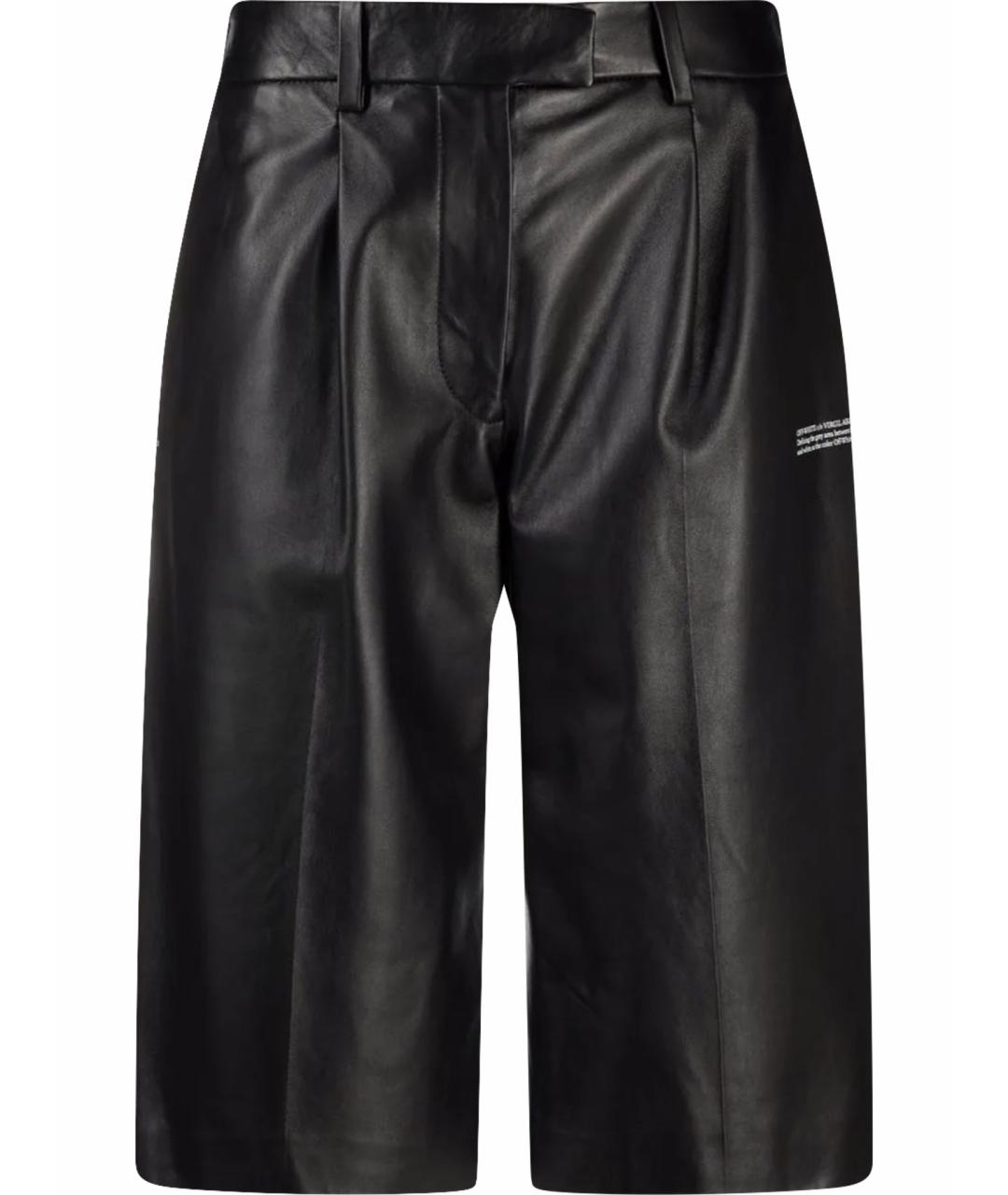 OFF-WHITE Черные кожаные шорты, фото 1