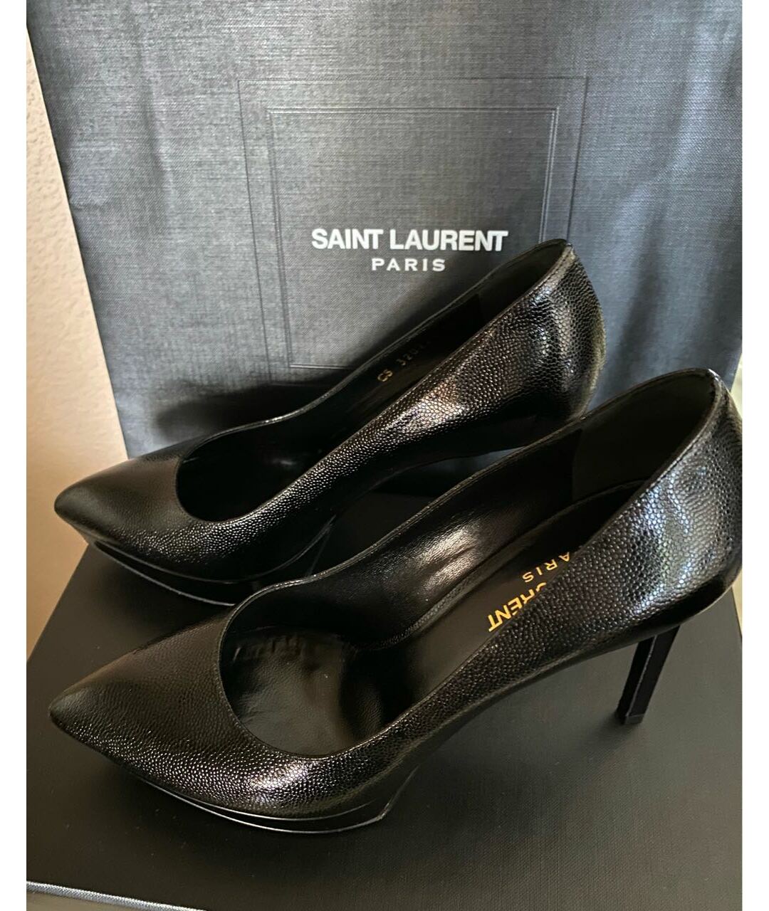 SAINT LAURENT Черные кожаные туфли, фото 2