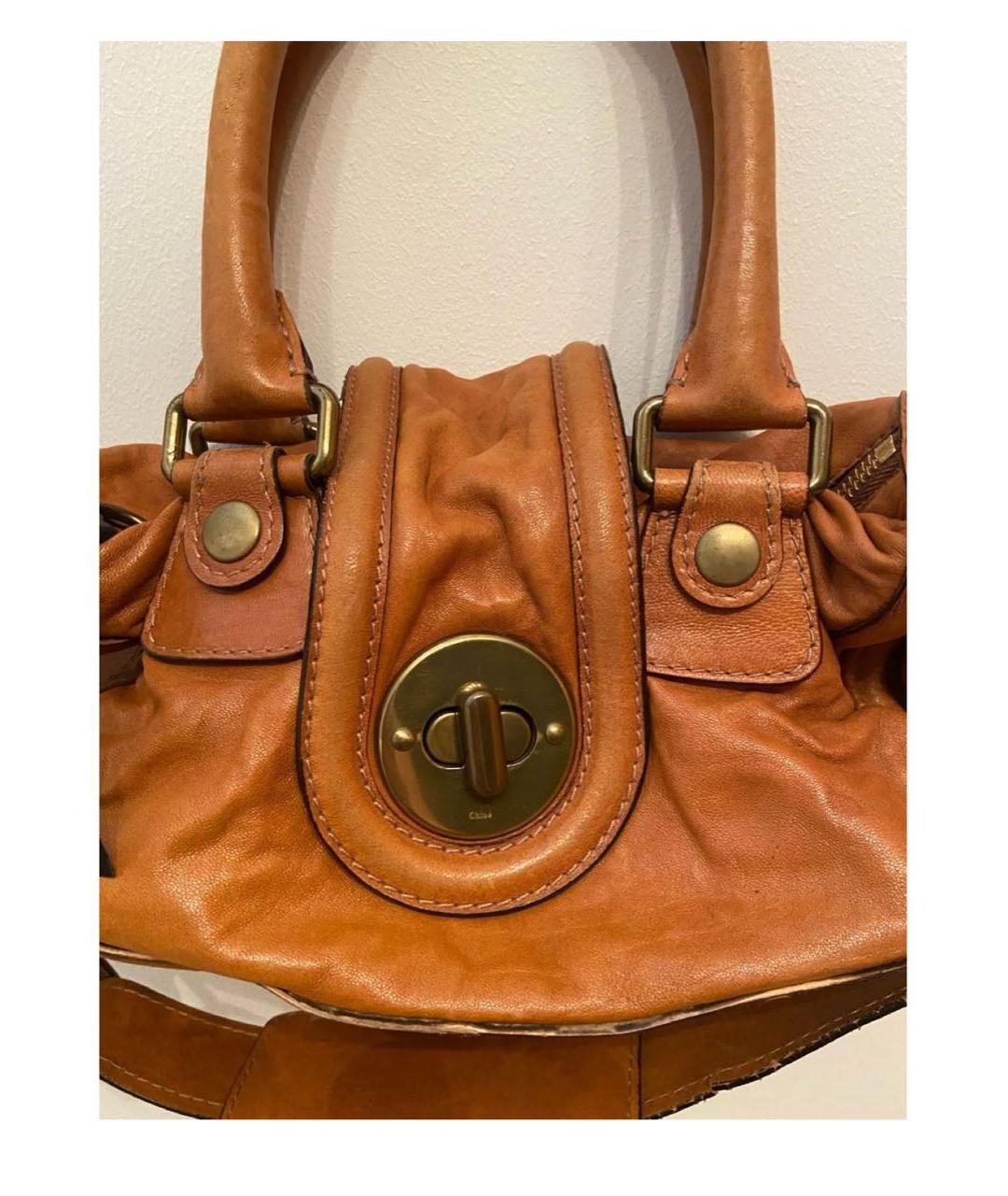 CHLOE Коричневая кожаная сумка с короткими ручками, фото 3