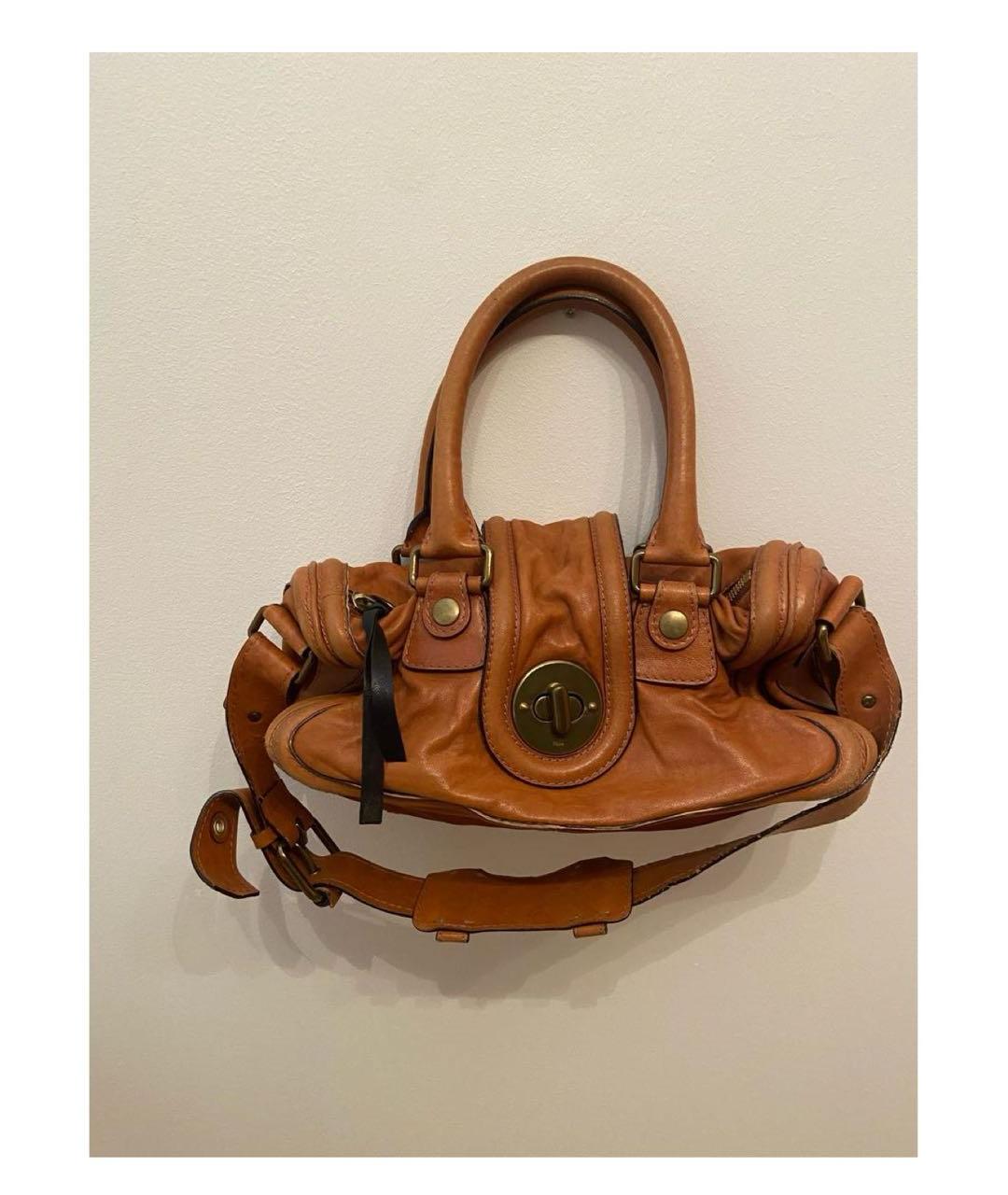 CHLOE Коричневая кожаная сумка с короткими ручками, фото 5