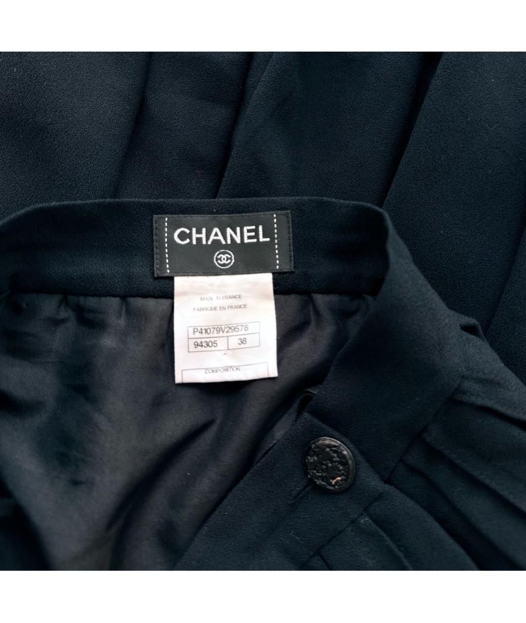 CHANEL Черная вискозная юбка миди, фото 3
