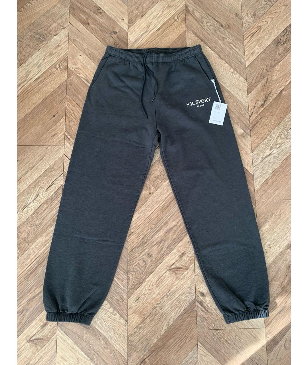 SPORTY AND RICH Черные хлопковые спортивные брюки и шорты, фото 2