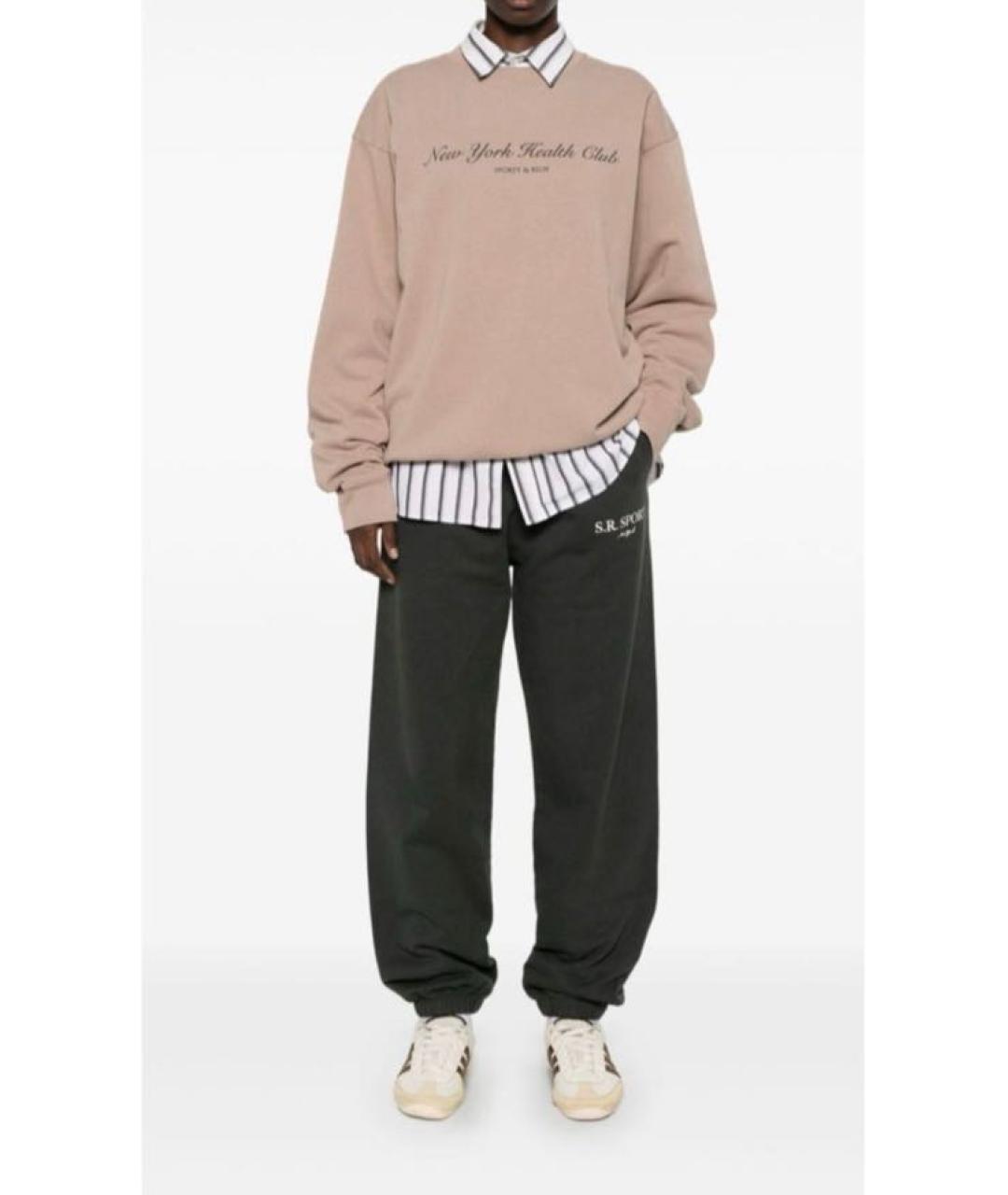 SPORTY AND RICH Черные хлопковые спортивные брюки и шорты, фото 5