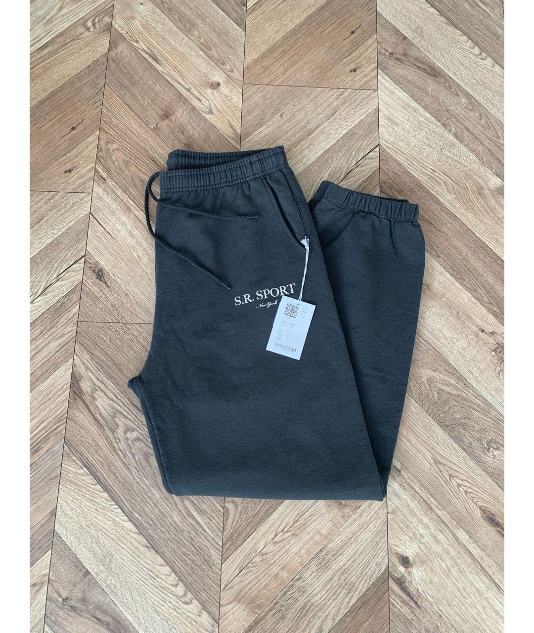SPORTY AND RICH Черные хлопковые спортивные брюки и шорты, фото 3