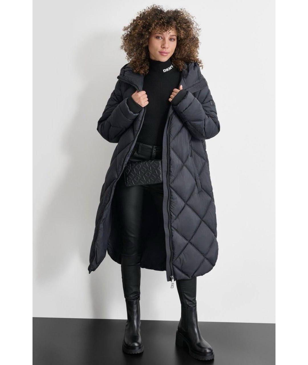 DKNY Темно-синее полиэстеровое пальто, фото 6