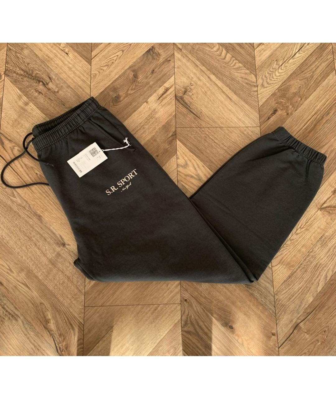SPORTY AND RICH Черные хлопковые повседневные брюки, фото 3