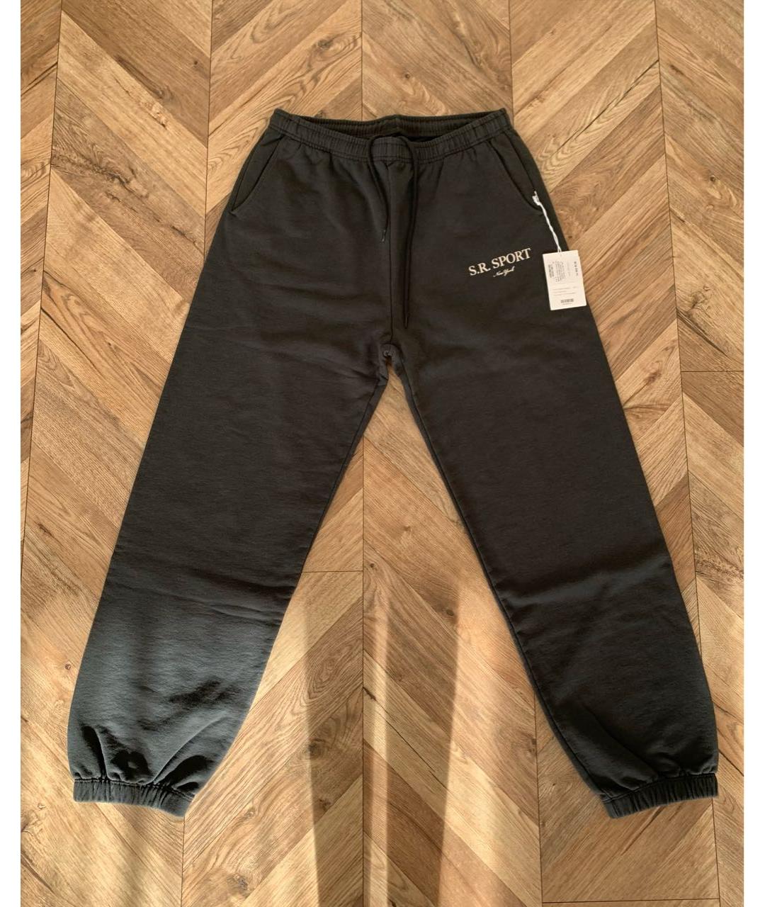 SPORTY AND RICH Черные хлопковые повседневные брюки, фото 2