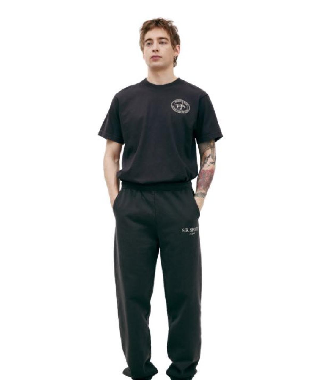 SPORTY AND RICH Черные хлопковые повседневные брюки, фото 7