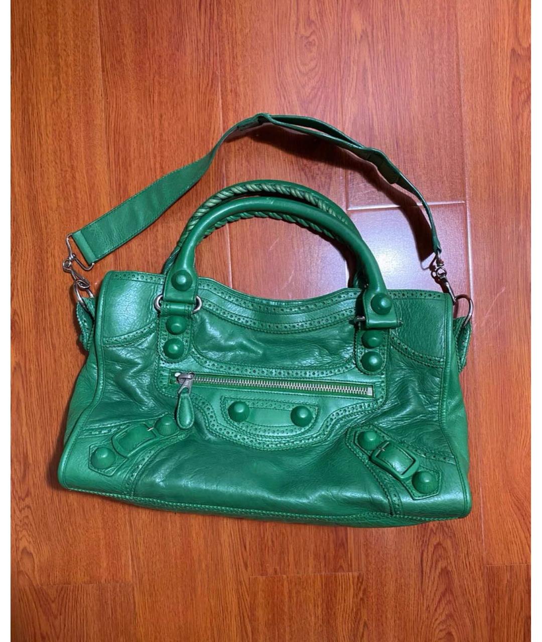 BALENCIAGA Зеленая кожаная сумка с короткими ручками, фото 2