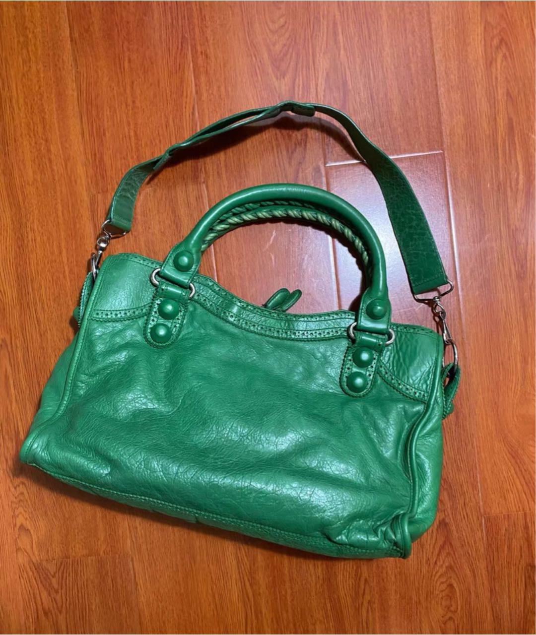 BALENCIAGA Зеленая кожаная сумка с короткими ручками, фото 3