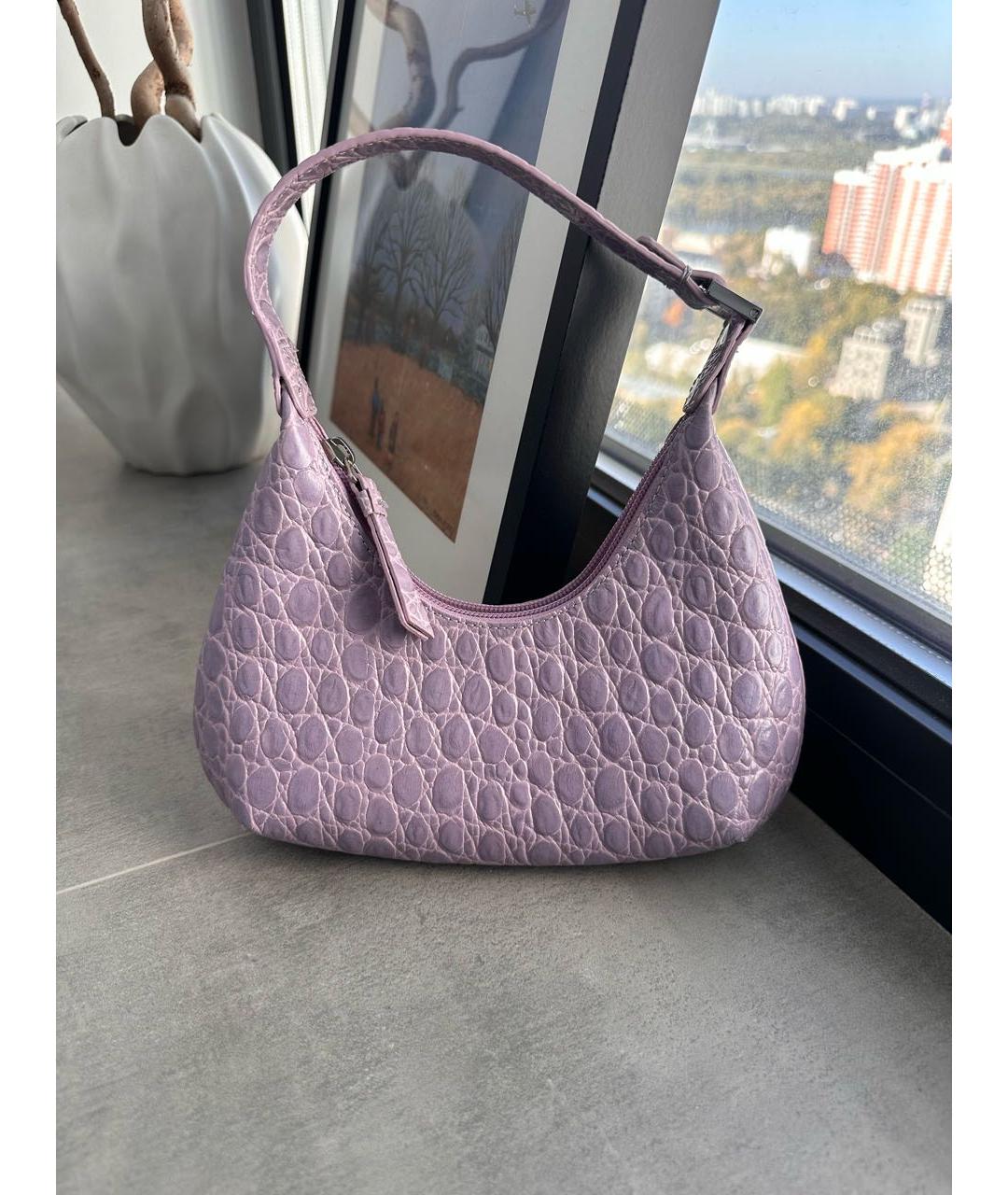 BY FAR Фиолетовая кожаная сумка с короткими ручками, фото 5